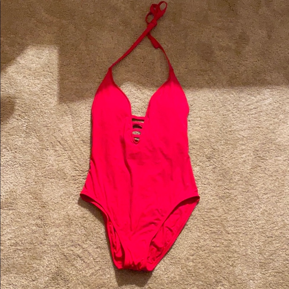 La Blanca One Piece caged red Swimsuit sz 8